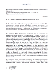 Minutes of the One Hundred and Eighth Session of the Great Council of the Jagiellonian University of 3 July 1833