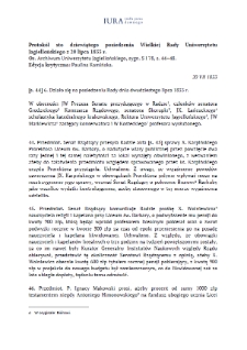 Minutes of the One Hundred and Ninth Session of the Great Council of the Jagiellonian University of 20 July 1833